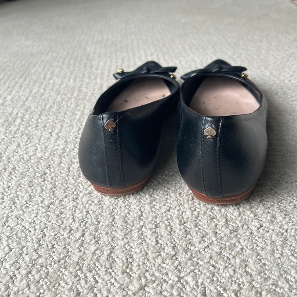 Kate Spade Black Leather Flats with Bow detail Size 10 - Picture 4 of 5